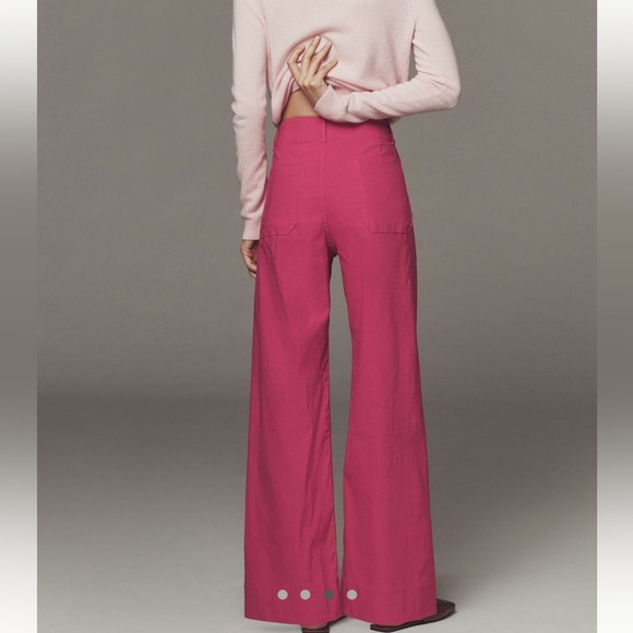 Anthropologie Colette Full-Length Wide-Leg Pants Maeve NEW Pink 28 Magic Fabric - Picture 2 of 15